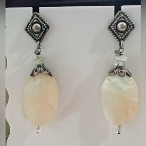 Vintage artisan earrings mother of pearl dangle